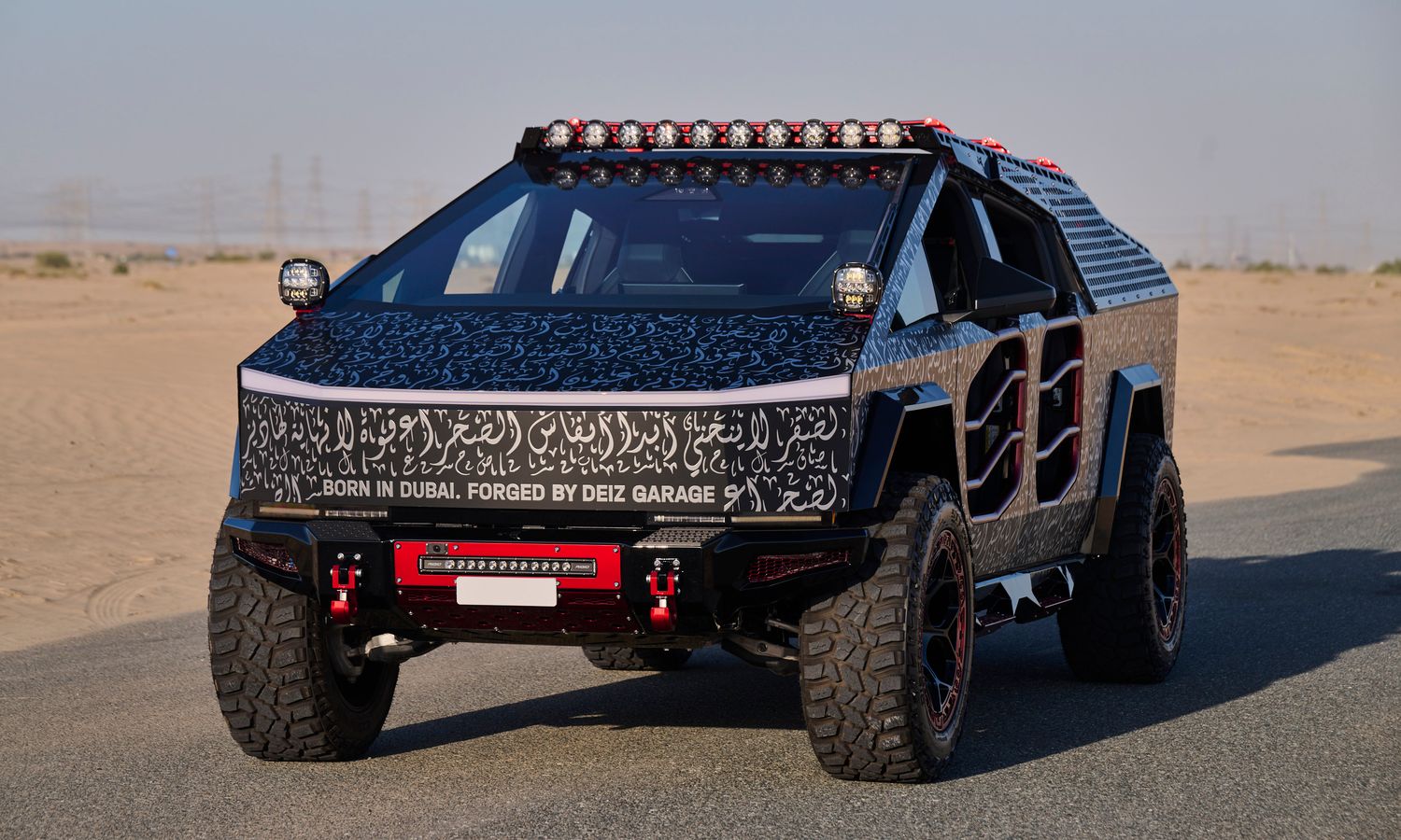 2024 Tesla Cybertruck Falcon 1 of 1 Widebody Off-Road Build Stainless-steel body work with Arabic calligraphy wrap Exterior