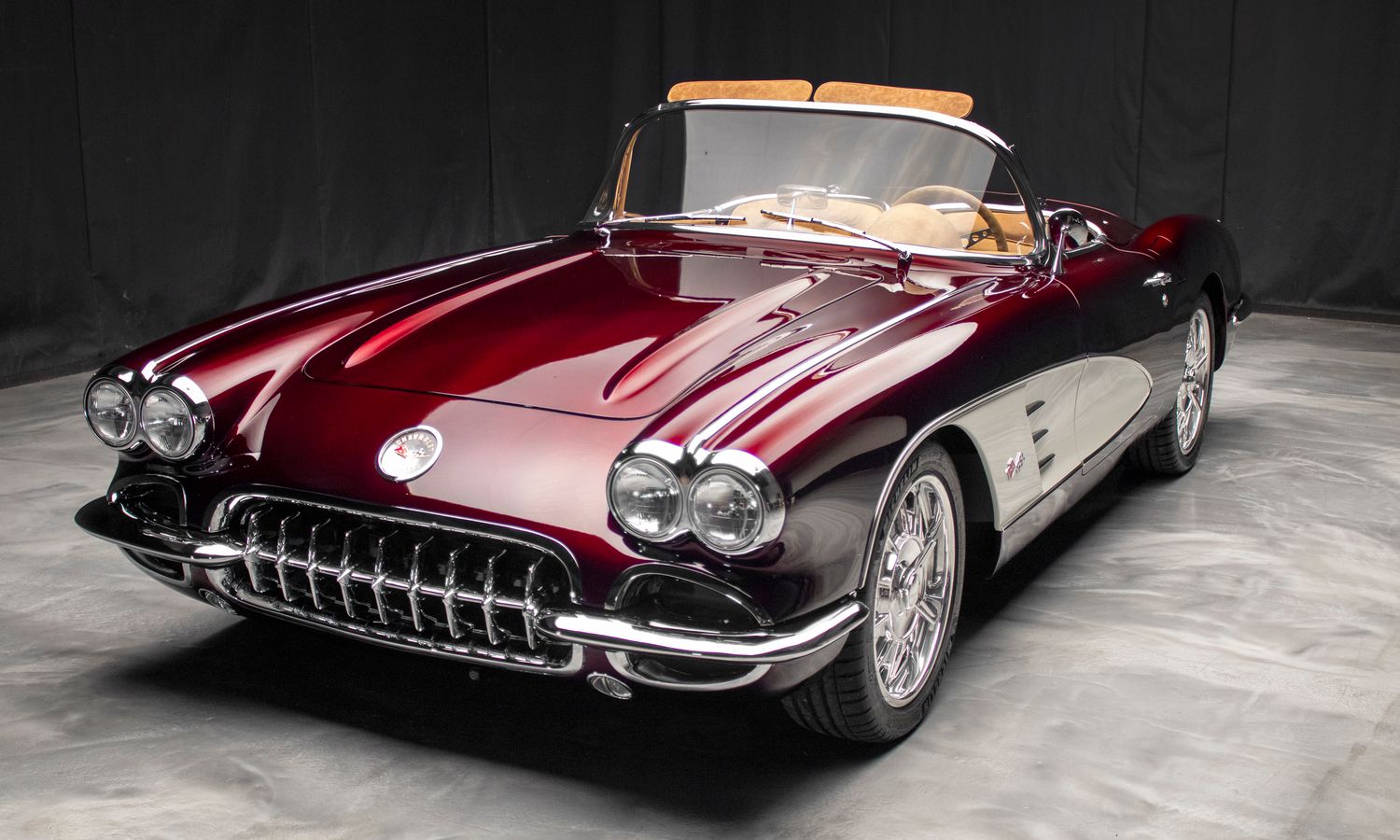 1960 Chevrolet Corvette Restomod Brandywine Metallic and Pearl White Exterior