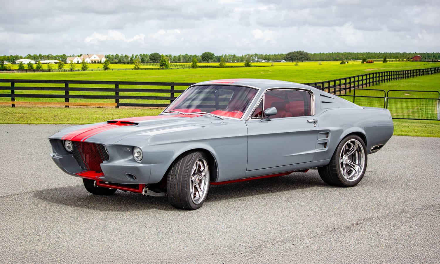 1967 Ford  Mustang GT Pearl Gray with a Viper Red stripe Exterior